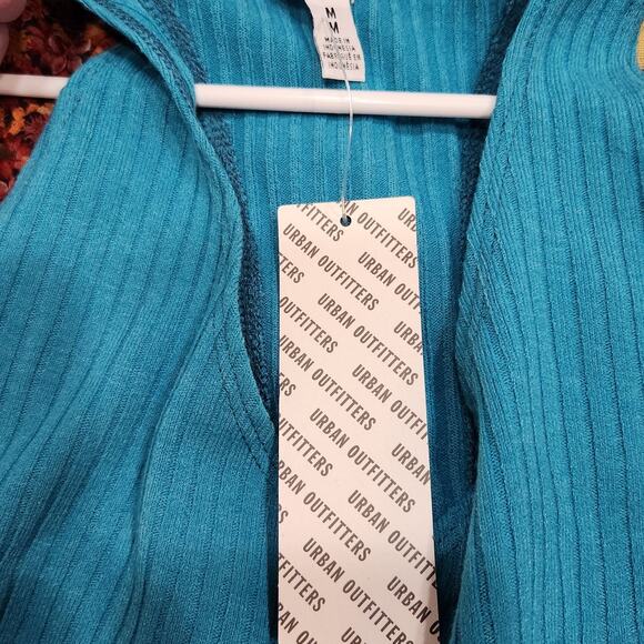 BDG Urban Outfitters Tank Top Racerback Ultra Cropped Blue Button Front Medium - Picture 8 of 8